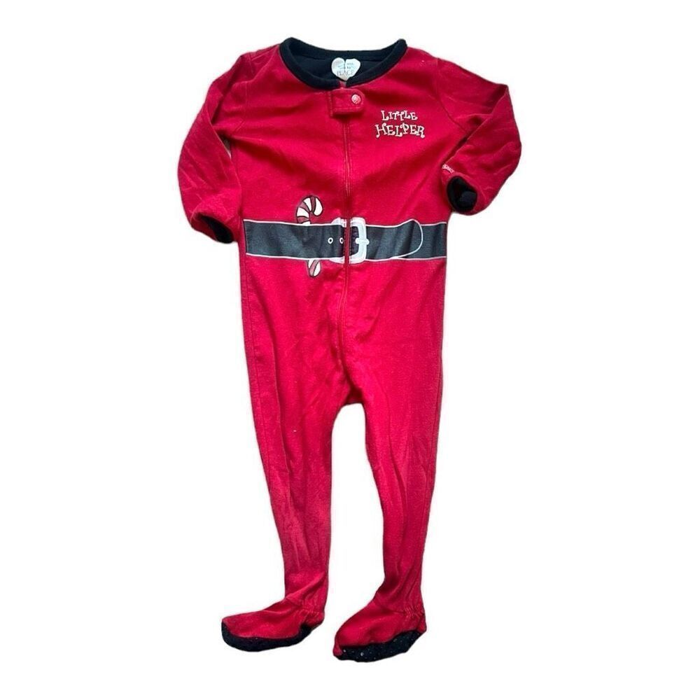 Baby Boys The Childrens Place Santa’s Little Helper Footie Pajamas- Sz 12-18 mo